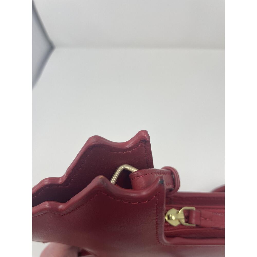 Radley Leather Crossbody Bag Womens Small Red Dog Shaped Cut Out Gold Trim - Picture 12 of 13